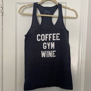 COFFEE GYM WINE Navy Racerback Tank Top
